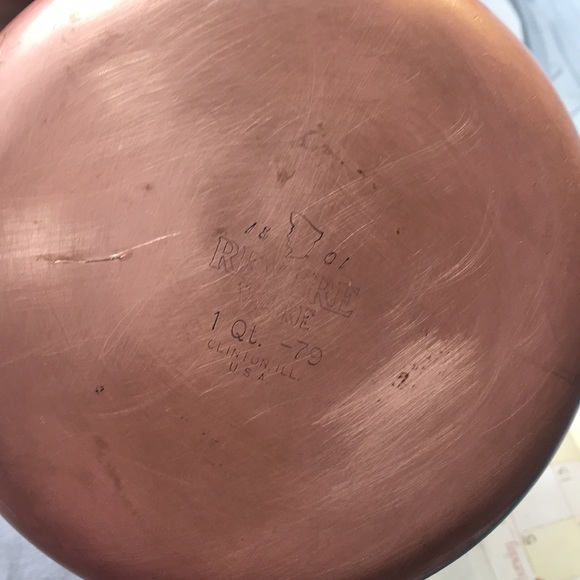Vintage Revere Ware copper bottom stainless 1 quart saucepan with lid - Picture 3 of 8